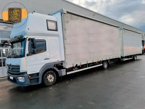 Автопоезд 120 кубов штора с воротами, Мерседес Атего 1224, 2016 год, без ПЛАТОНа, без пробега по РФ - фото